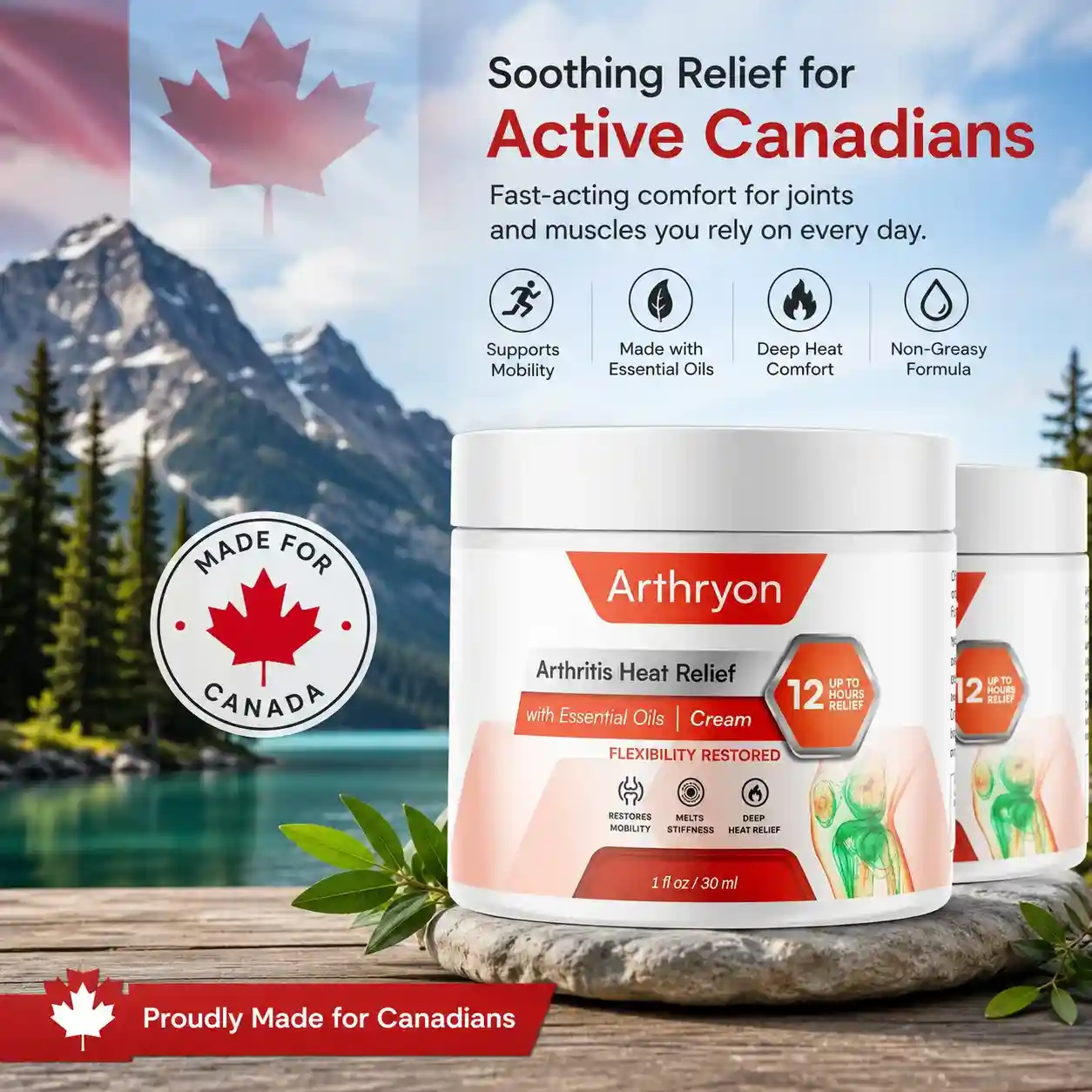 Arthryon Heat Relief Cream Canada 2 Bottles